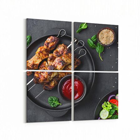 Olla 14963K4 Gıda Görseli Kare 4'lü Kanvas Tablo (Ölçü: 145X145)