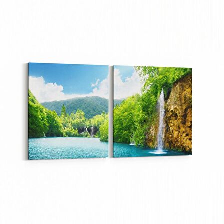 Olla 14396K2Y Doğa / Manzara Görseli Kare 2'li Yatay Kanvas Tablo (Ölçü: 85X40)