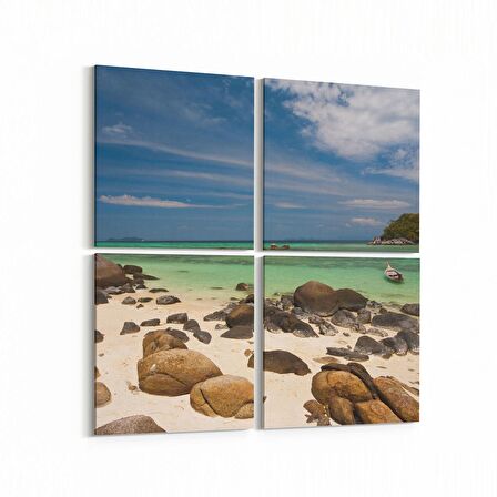 Olla 16611K4 Kumsal / Sahil Görseli Kare 4'lü Kanvas Tablo (Ölçü: 105X105)