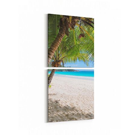 Olla 16537K2D Kumsal / Sahil Görseli Kare 2'li Dikey Kanvas Tablo (Ölçü: 30X65)
