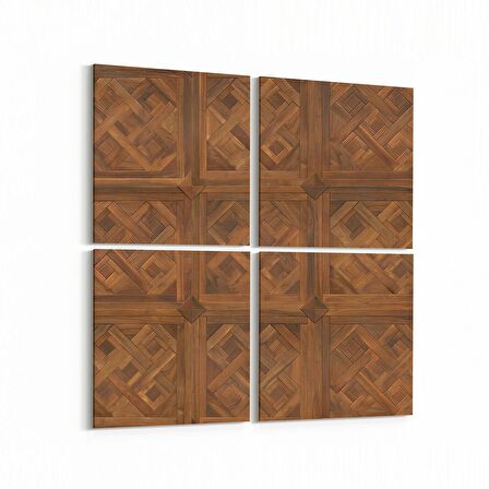 Olla 11984K4 Ahşap Desen Görseli Kare 4'lü Kanvas Tablo (Ölçü: 105X105)