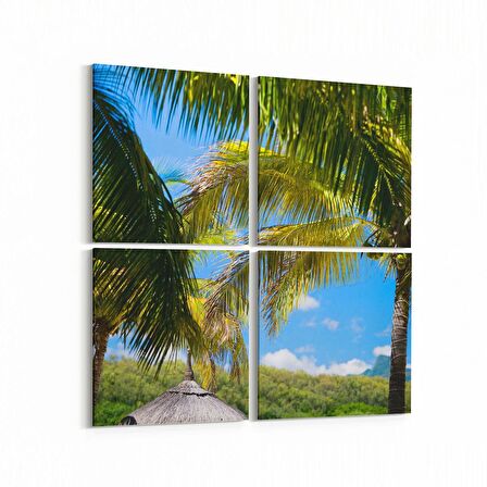 Olla 16475K4 Kumsal / Sahil Görseli Kare 4'lü Kanvas Tablo (Ölçü: 65X65)