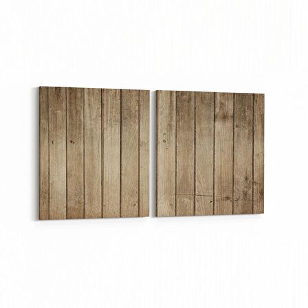 Olla 11978K2Y Ahşap Desen Görseli Kare 2'li Yatay Kanvas Tablo (Ölçü: 125X60)
