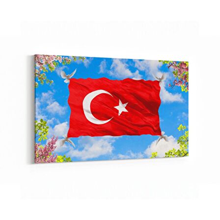 Olla 10613Y Türk Bayrağı Görseli Yatay Kanvas Tablo (Ölçü: 30X20)
