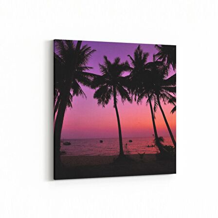 Olla 16077K Günbatımı Görseli Kare Kanvas Tablo (Ölçü: 25X25)