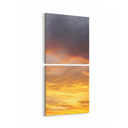 Olla 16090K2D Günbatımı Görseli Kare 2'li Dikey Kanvas Tablo (Ölçü: 30X65)