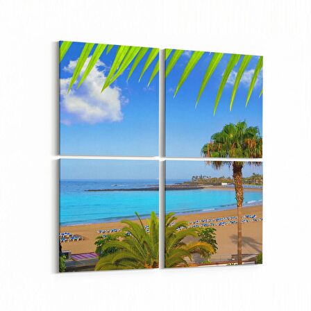 Olla 16377K4 Kumsal / Sahil Görseli Kare 4'lü Kanvas Tablo (Ölçü: 145X145)