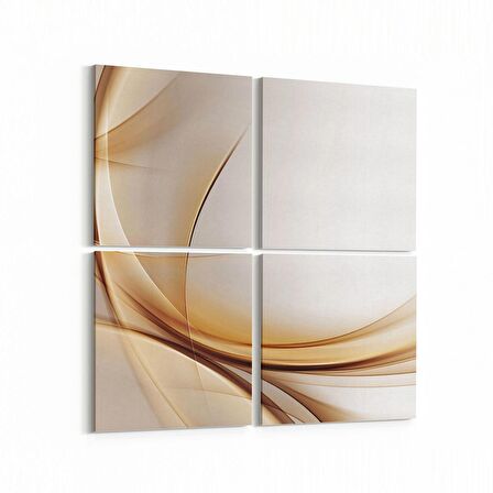 Olla 10142K4 Abstract Görsel Kare 4'lü Kanvas Tablo (Ölçü: 105X105)