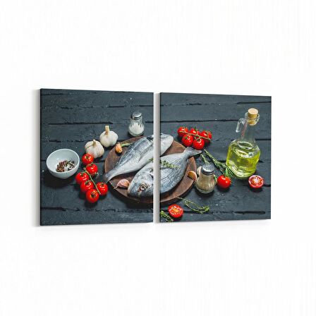 Olla 15051K2Y Gıda Görseli Kare 2'li Yatay Kanvas Tablo (Ölçü: 105X50)