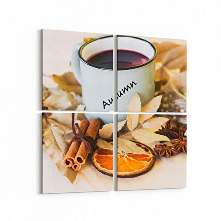 Olla 15017K4 Gıda Görseli Kare 4'lü Kanvas Tablo (Ölçü: 105X105)