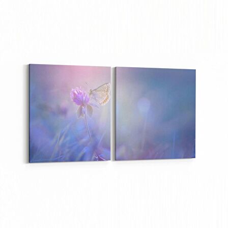 Olla 10998K2Y Ağaç Görseli Kare 2'li Yatay Kanvas Tablo (Ölçü: 125X60)