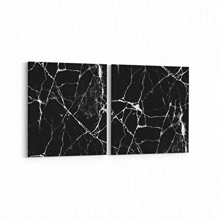 Olla 16733K2Y Mermer Desen Görsel Kare 2'li Yatay Kanvas Tablo (Ölçü: 145X70)