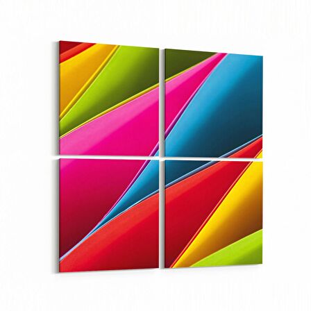 Olla 10382K4 Abstract Görsel Kare 4'lü Kanvas Tablo (Ölçü: 105X105)
