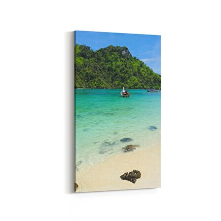 Olla 16565DD Kumsal / Sahil Görseli Dikey Dar Kanvas Tablo (Ölçü: 40X80)