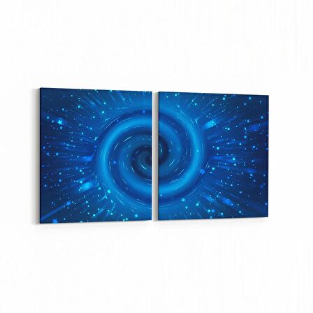 Olla 14730K2Y Gece Gökyüzü Görseli Kare 2'li Yatay Kanvas Tablo (Ölçü: 85X40)