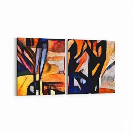 Olla 17710K2D Yağlı Boya Görseli Kare 2'li Dikey Kanvas Tablo (Ölçü: 30X65)