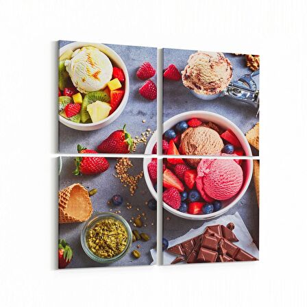 Olla 14978K4 Gıda Görseli Kare 4'lü Kanvas Tablo (Ölçü: 65X65)
