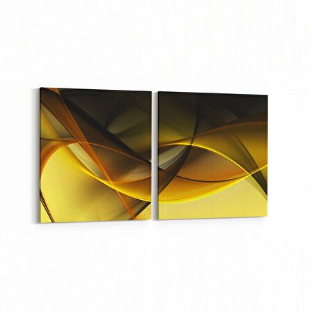 Olla 10137K2Y Abstract Görsel Kare 2'li Yatay Kanvas Tablo (Ölçü: 105X50)
