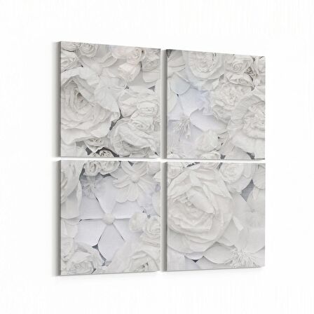 Olla 11588K4 Çiçek Görseli Kare 4'lü Kanvas Tablo (Ölçü: 145X145)