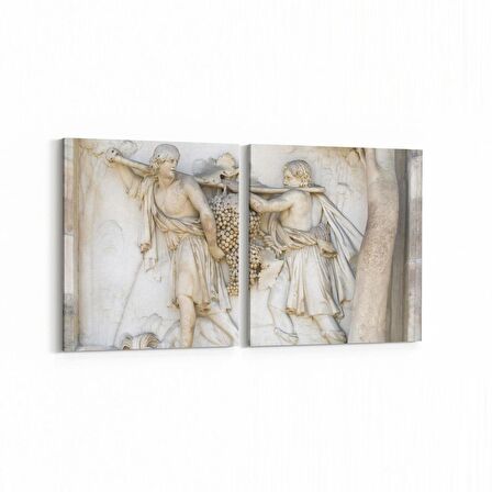 Olla 16294K2Y Heykel / Sanat Görseli Kare 2'li Yatay Kanvas Tablo (Ölçü: 85X40)