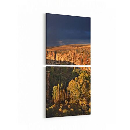 Olla 14474K2D Doğa / Manzara Görseli Kare 2'li Dikey Kanvas Tablo (Ölçü: 30X65)