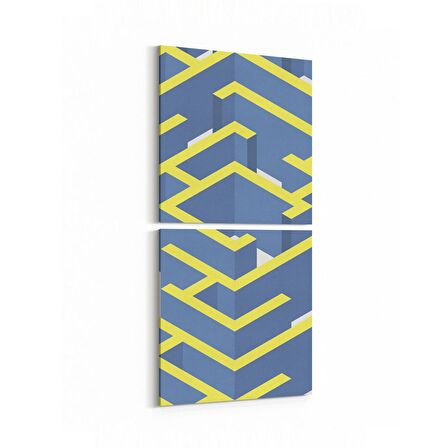 Olla 10342K2D Abstract Görsel Kare 2'li Dikey Kanvas Tablo (Ölçü: 30X65)