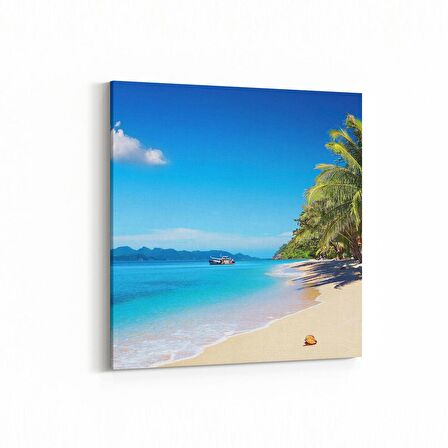 Olla 16574K Kumsal / Sahil Görseli Kare Kanvas Tablo (Ölçü: 25X25)