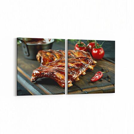 Olla 15252K2Y Gıda Görseli Kare 2'li Yatay Kanvas Tablo (Ölçü: 65X30)