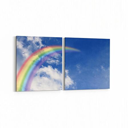 Olla 15722K2Y Gökyüzü Bulut Görseli Kare 2'li Yatay Kanvas Tablo (Ölçü: 65X30)