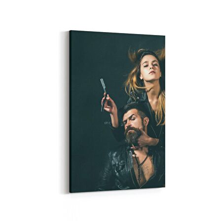 Olla 16300D Kuaför / Berber Görseli Dikey Kanvas Tablo (Ölçü: 60X90)