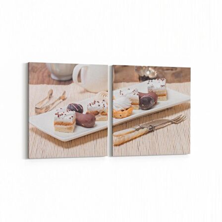 Olla 15202K2Y Gıda Görseli Kare 2'li Yatay Kanvas Tablo (Ölçü: 105X50)