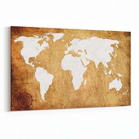 Olla 16160Y Harita Görseli Yatay Kanvas Tablo (Ölçü: 150X100)