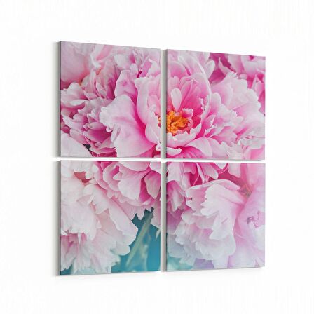 Olla 11612K4 Çiçek Görseli Kare 4'lü Kanvas Tablo (Ölçü: 145X145)