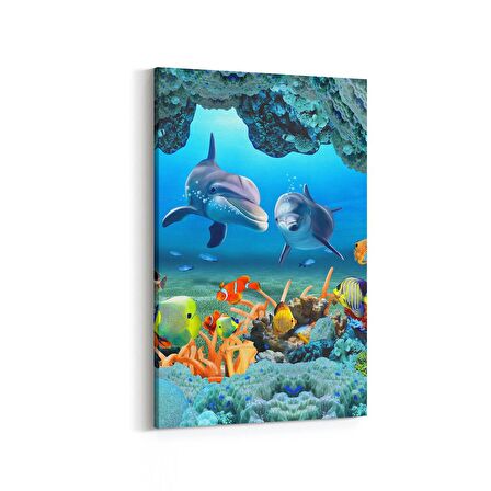 Olla 12082D Akvaryum / Balık Görseli Dikey Kanvas Tablo (Ölçü: 100X150)