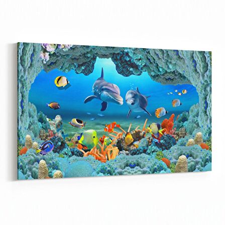 Olla 12082Y Akvaryum / Balık Görseli Yatay Kanvas Tablo (Ölçü: 120X80)