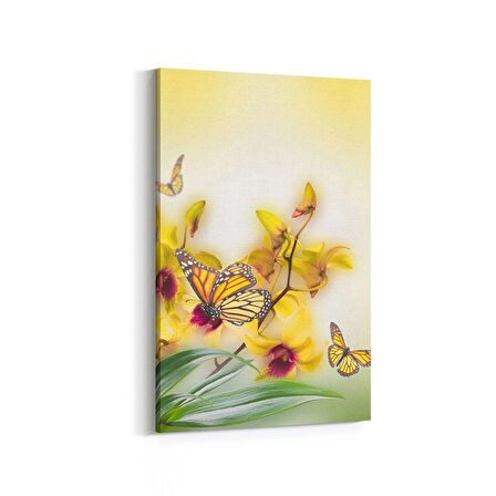 Olla 11695D Orkide Çiçek Görseli Dikey Kanvas Tablo (Ölçü: 60X90)