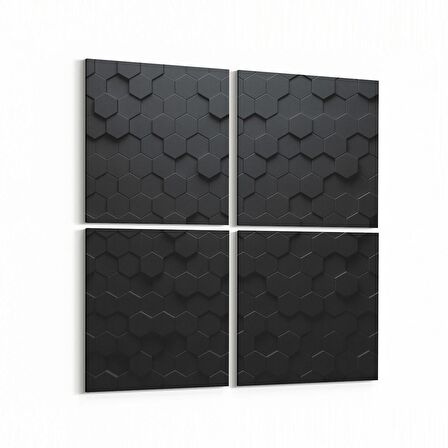 Olla 10051K4 Abstract 3 Boyut Görsel Kare 4'lü Kanvas Tablo (Ölçü: 65X65)