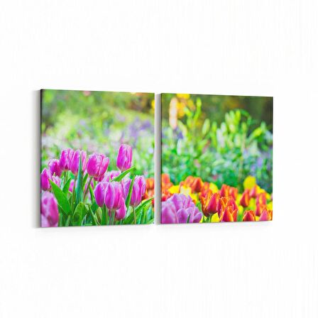 Olla 13958K2Y Doğa / Manzara Görseli Kare 2'li Yatay Kanvas Tablo (Ölçü: 125X60)