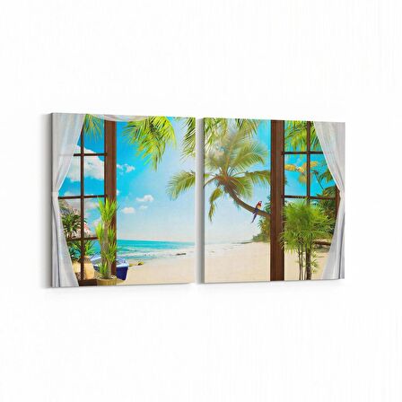 Olla 14260K2Y Doğa / Manzara Görseli Kare 2'li Yatay Kanvas Tablo (Ölçü: 145X70)