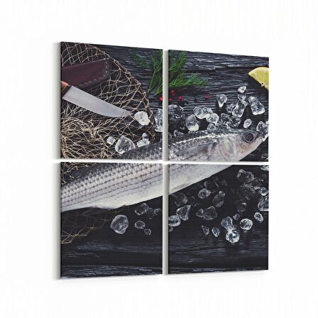 Olla 15193K4 Gıda Görseli Kare 4'lü Kanvas Tablo (Ölçü: 145X145)