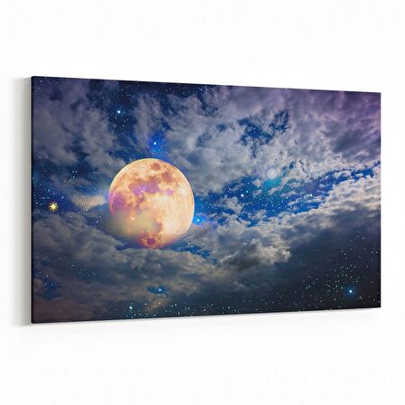 Olla 14695Y Gece Gökyüzü Görseli Yatay Kanvas Tablo (Ölçü: 120X80)