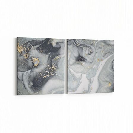 Olla 16646K2Y Mermer Desen Görsel Kare 2'li Yatay Kanvas Tablo (Ölçü: 125X60)
