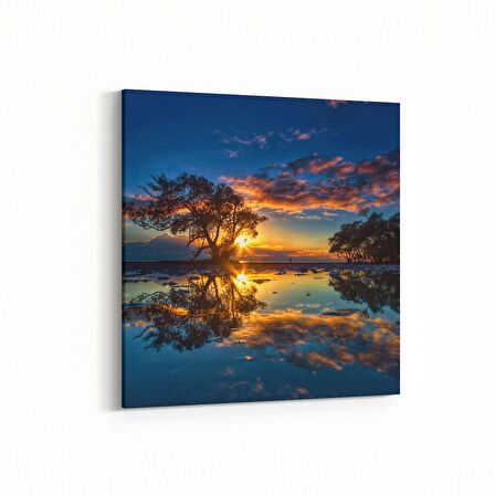 Olla 15943K Günbatımı Görseli Kare Kanvas Tablo (Ölçü: 25X25)