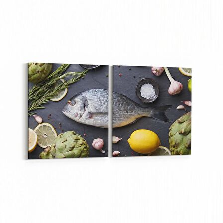 Olla 15277K2Y Gıda Görseli Kare 2'li Yatay Kanvas Tablo (Ölçü: 125X60)