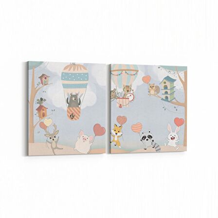 Olla 12760K2Y Çocuk Odası Görseli 2'li Yatay Kanvas Tablo (Ölçü: 85X40)