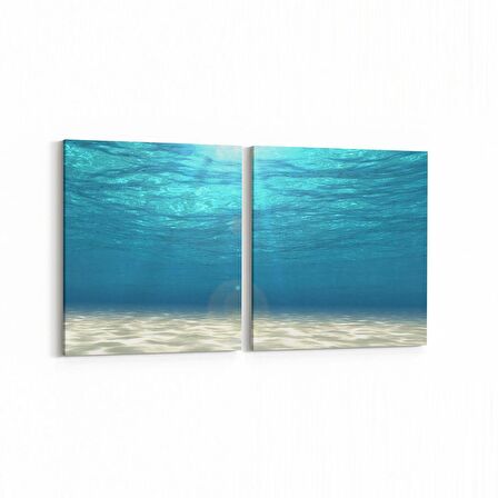 Olla 12988K2Y Deniz / Okyanus Görseli Kare 2'li Yatay Kanvas Tablo (Ölçü: 85X40)