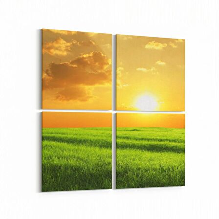 Olla 15995K4 Günbatımı Görseli Kare 4'lü Kanvas Tablo (Ölçü: 125X125)