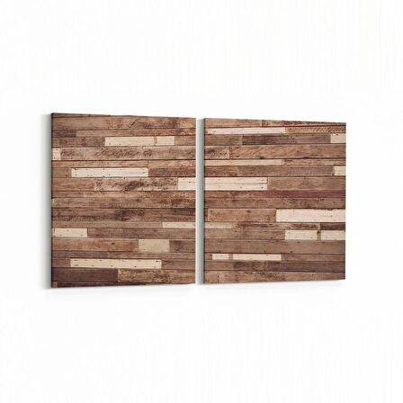 Olla 11998K2Y Ahşap Desen Görseli Kare 2'li Yatay Kanvas Tablo (Ölçü: 85X40)