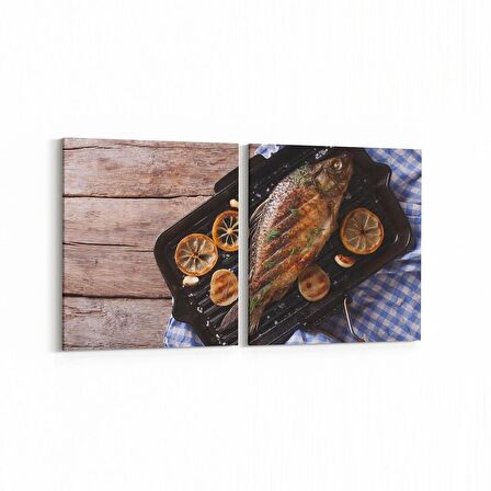 Olla 15142K2Y Gıda Görseli Kare 2'li Yatay Kanvas Tablo (Ölçü: 85X40)