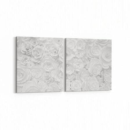 Olla 11618K2Y Çiçek Görseli Kare 2'li Yatay Kanvas Tablo (Ölçü: 65X30)